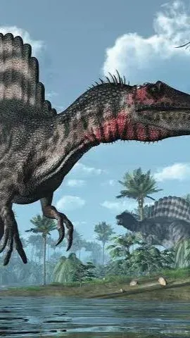 ai character: Spinosaurus x Trex background