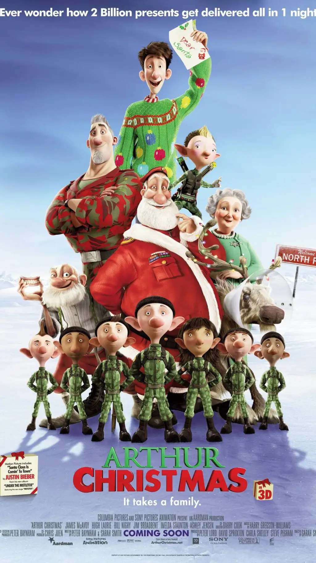 ai character: arthur Christmas  background