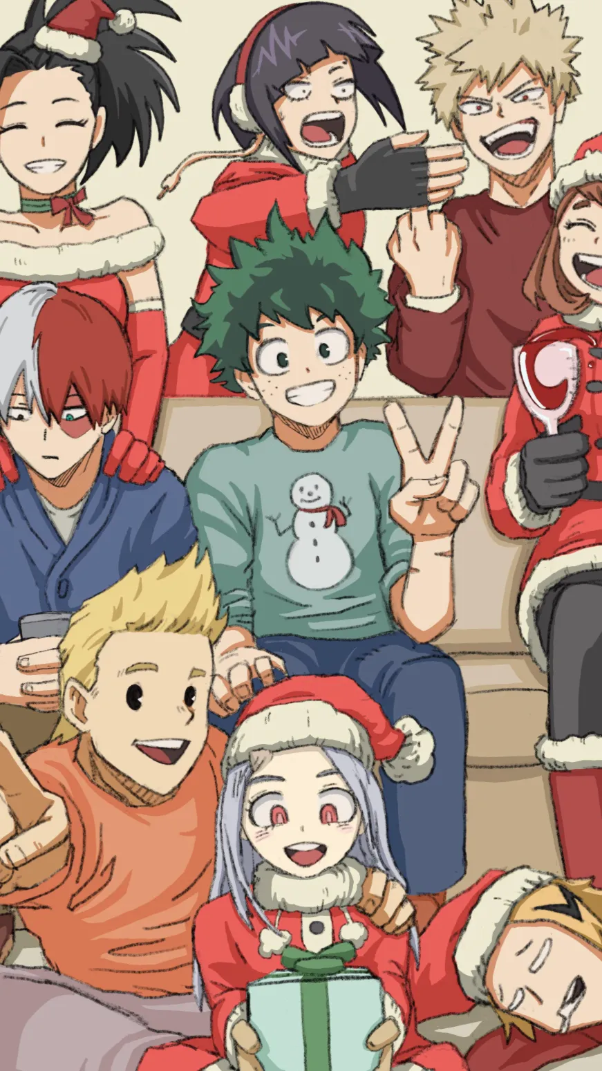 ai character: MHA christmas background