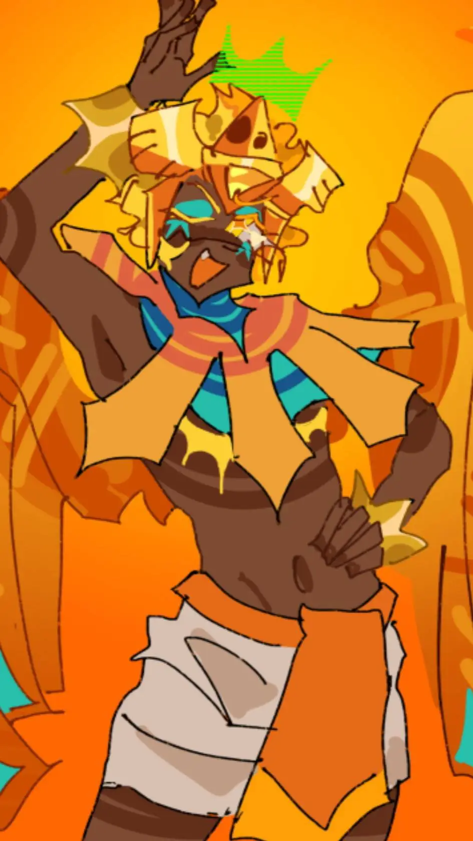 ai character: Golden cheese-crk background