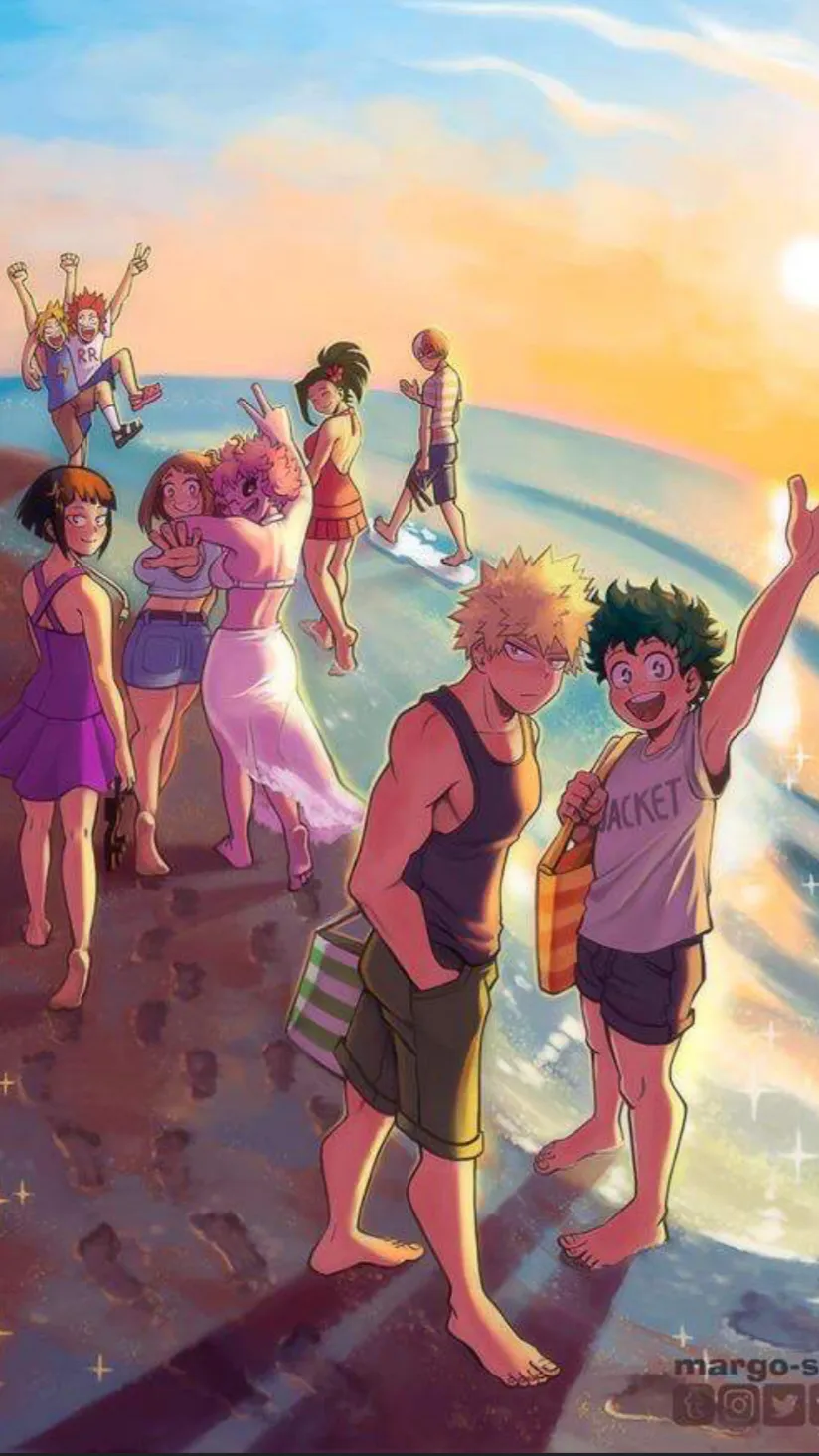 ai character: MHA Beach background