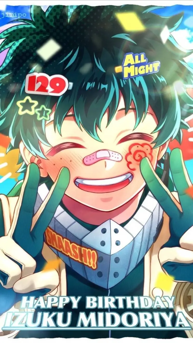 ai character: Izuku Bday background