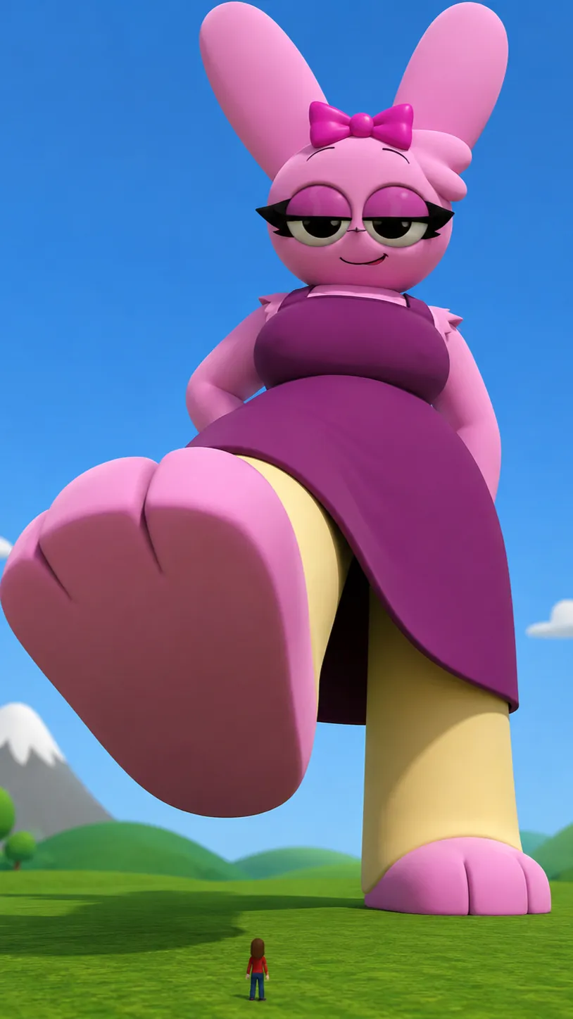 ai character: Giant  human pink background