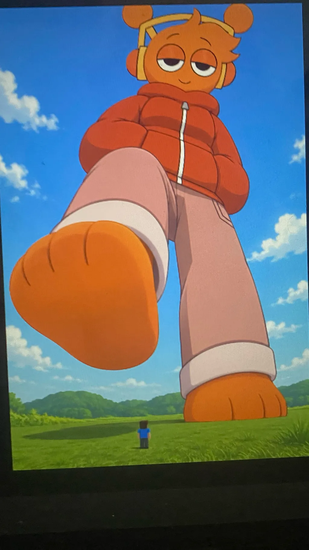 ai character: Giant orange (fem) background
