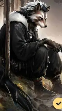 ai character: rockotheskunkwolf background
