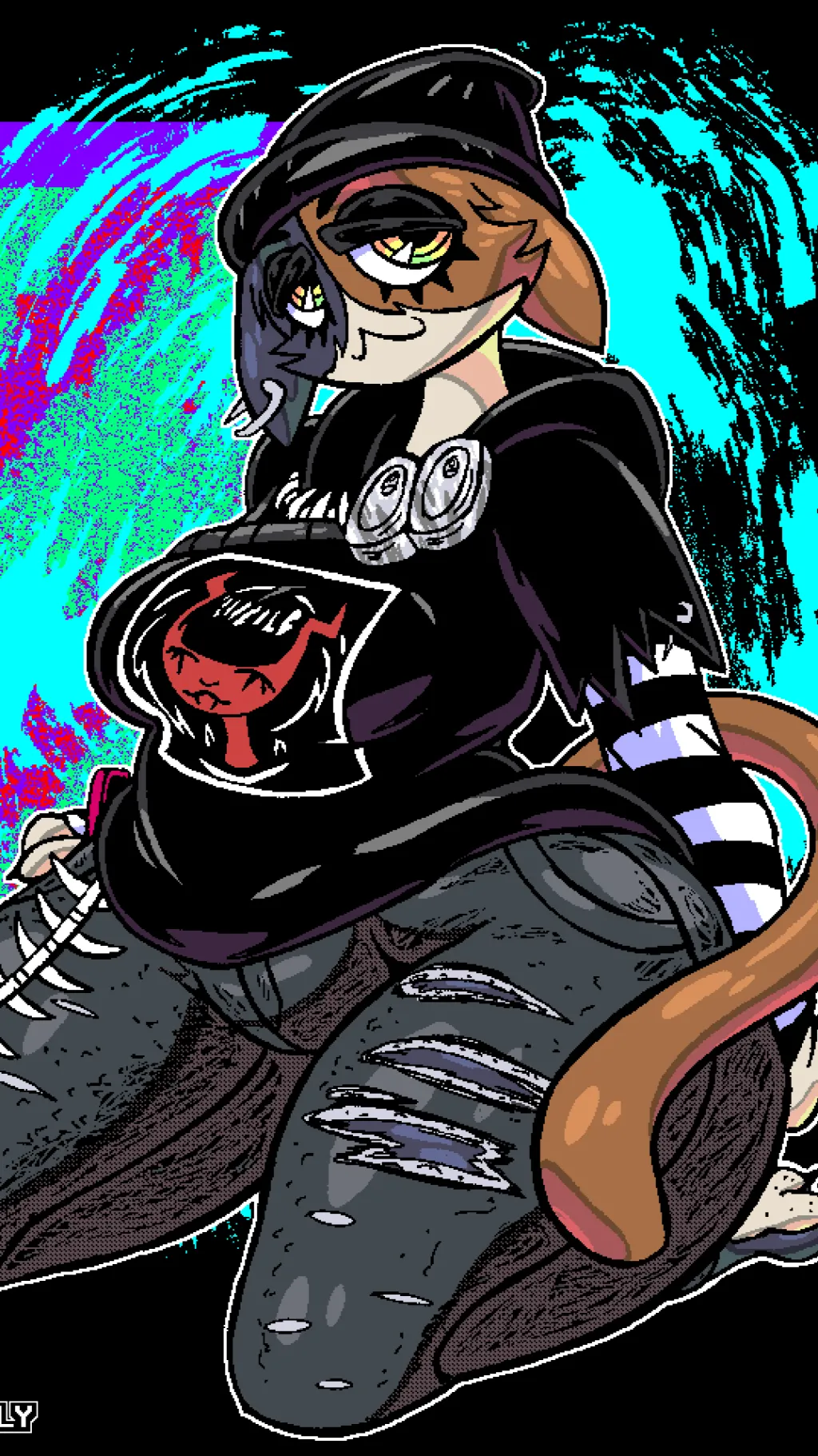 ai character: meow skulls background