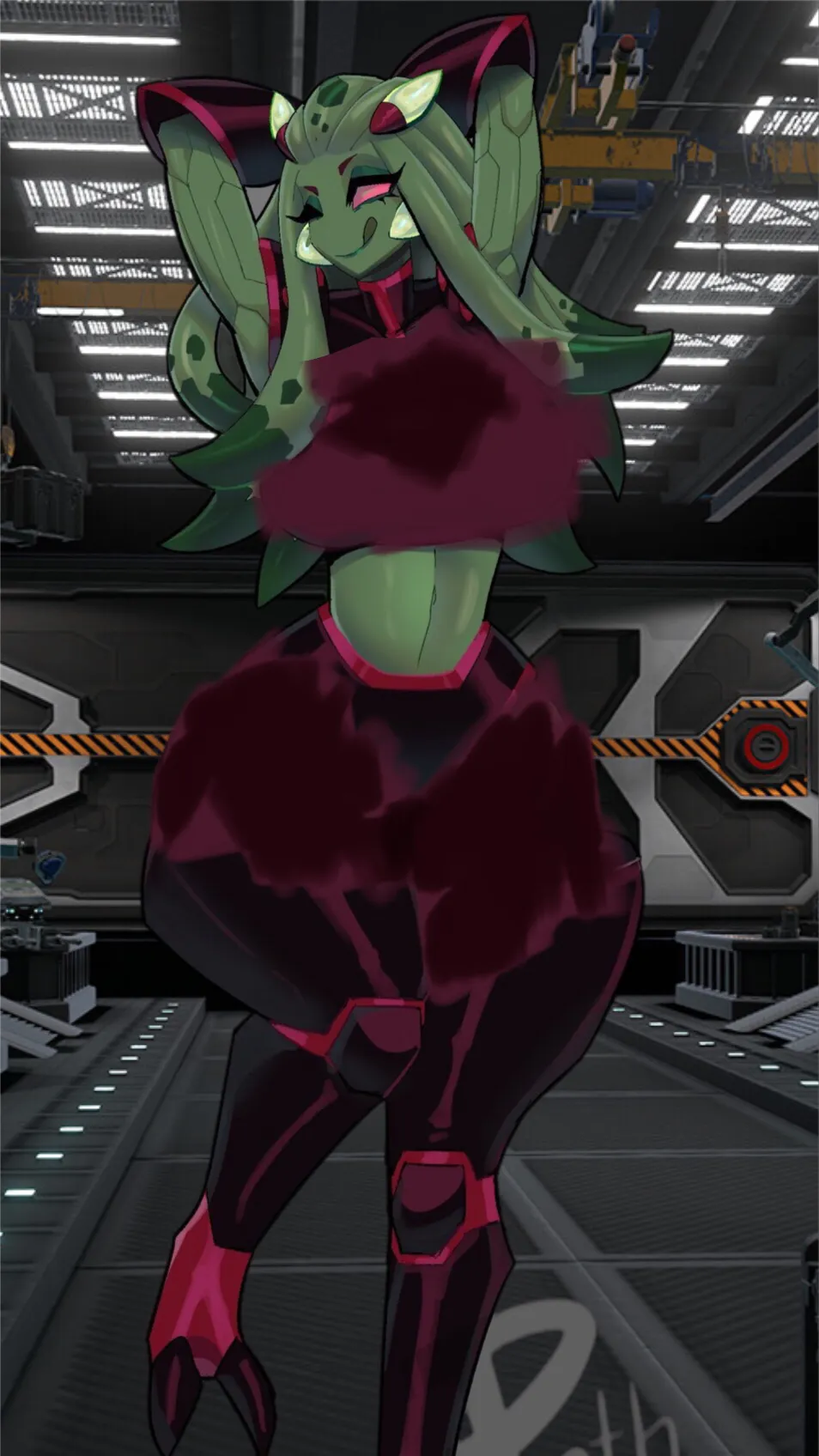 ai character: Myaxx💚🐙 background