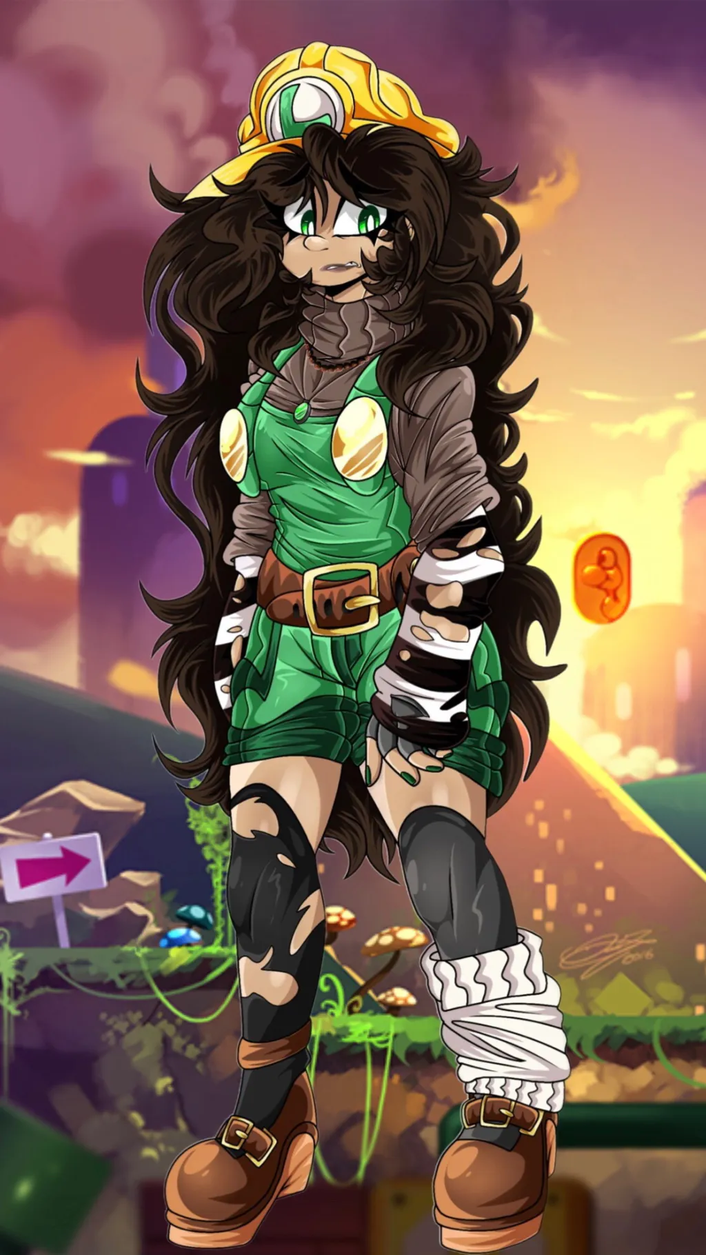 ai character: Lucille💚🤎⛏️  background