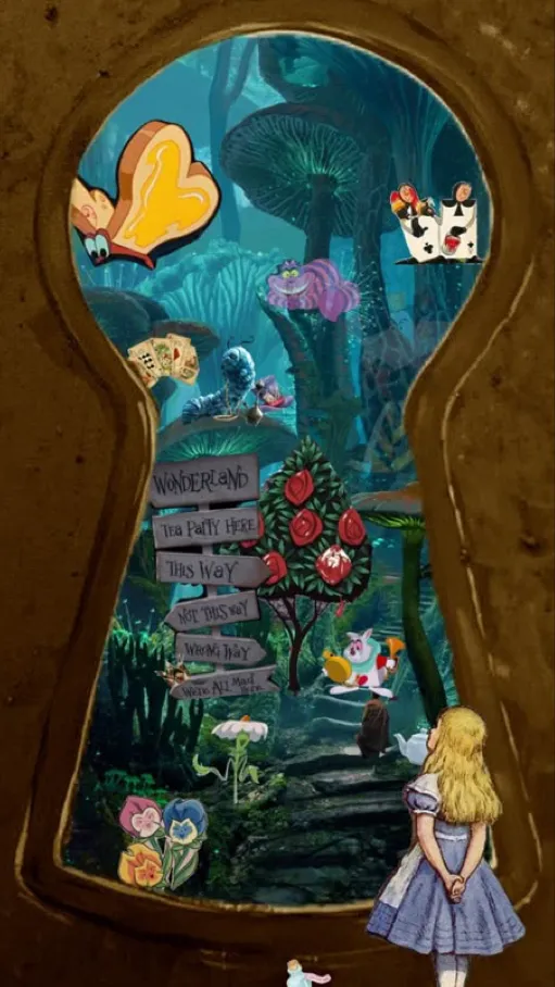 ai character: Aliceinwonderland background