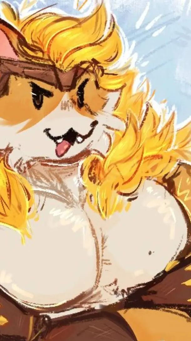 ai character: Meowtooth!! >:3 🧡🤍 background