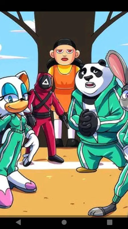 ai character: furry squid game background