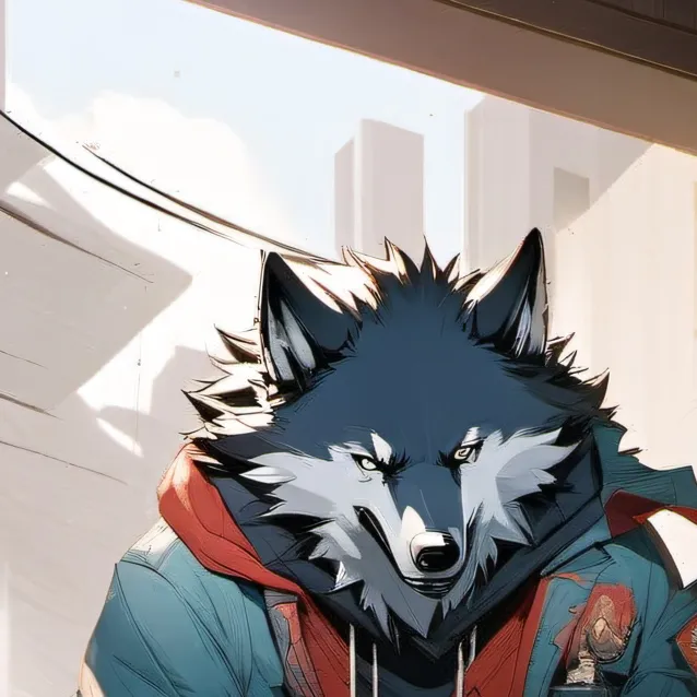 chat with ai character: grey wolf fluffy