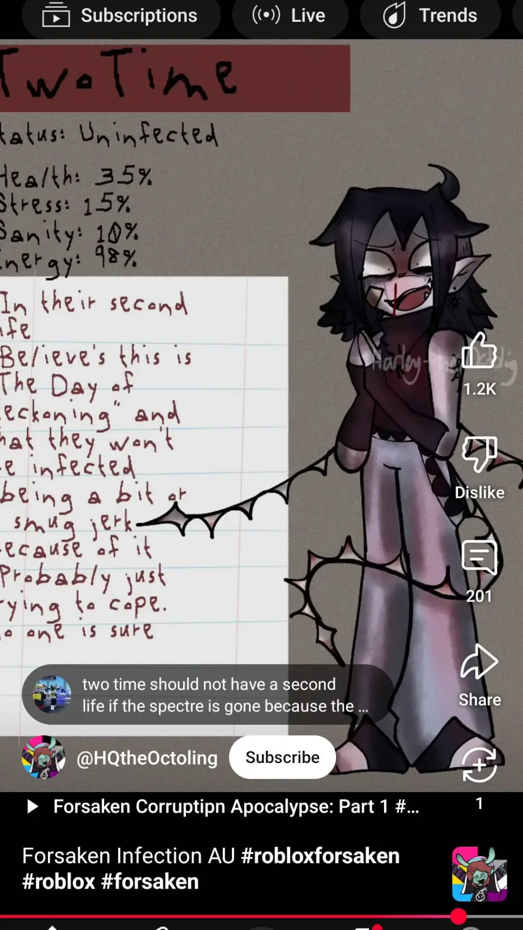 ai character: two time insanity background