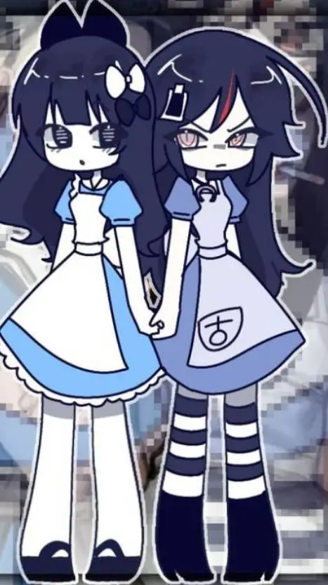 ai character: m&e in wonderland background