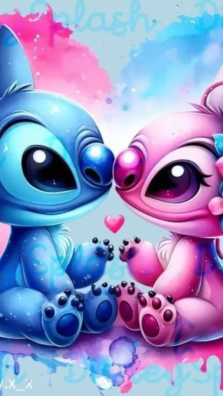 ai character: Stitch & Angel💙💗 background