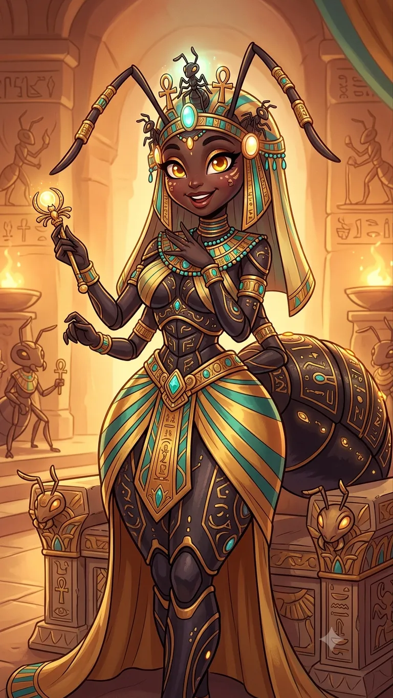 ai character: Ant Goddess  background
