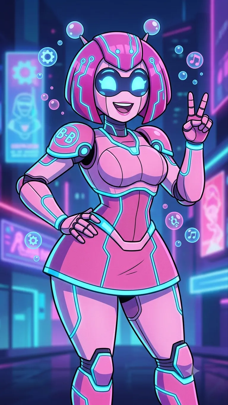 ai character: Bubbly Fembot background