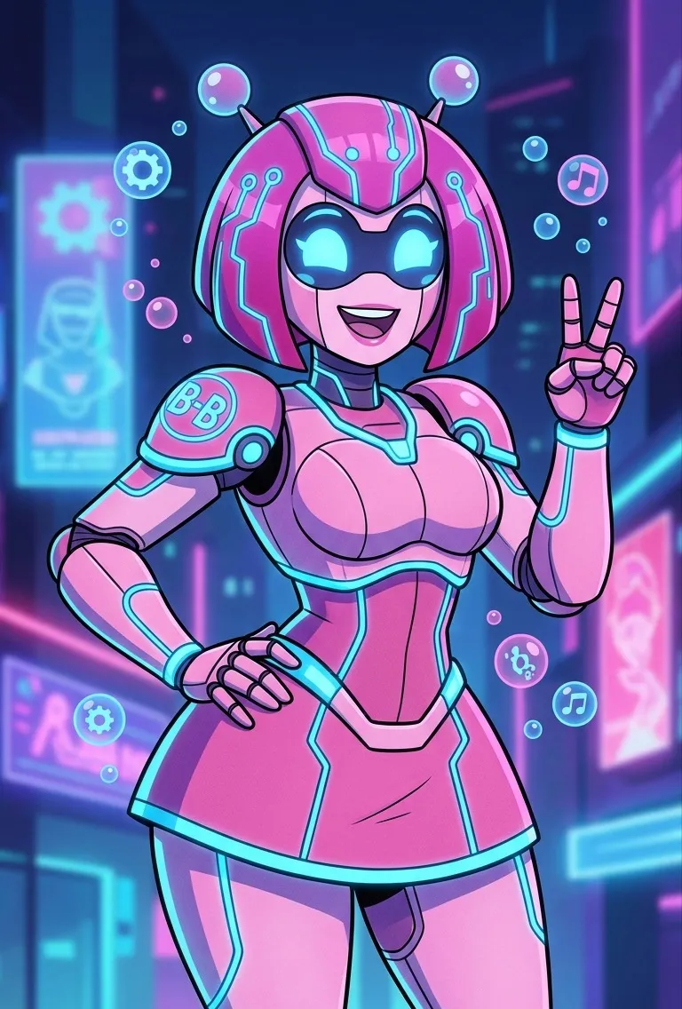 chat with ai character: Bubbly Fembot