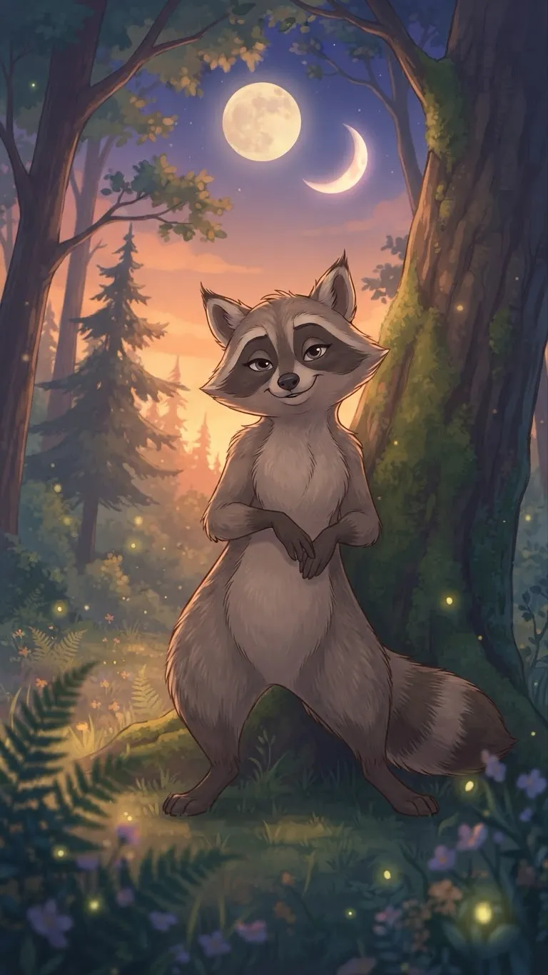 ai character: Raccoon  background