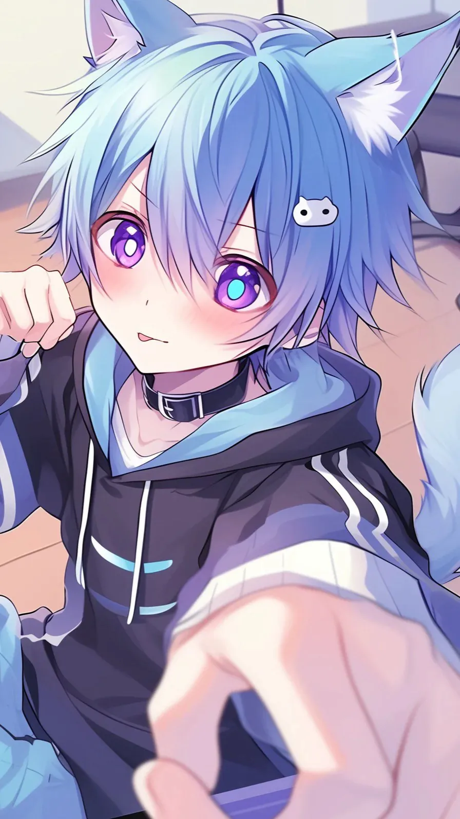ai character: Mha catboy  background