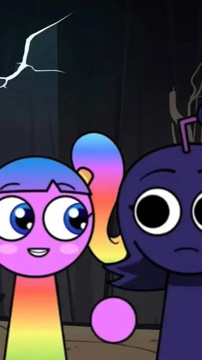 ai character: Rainbow & glitchin background