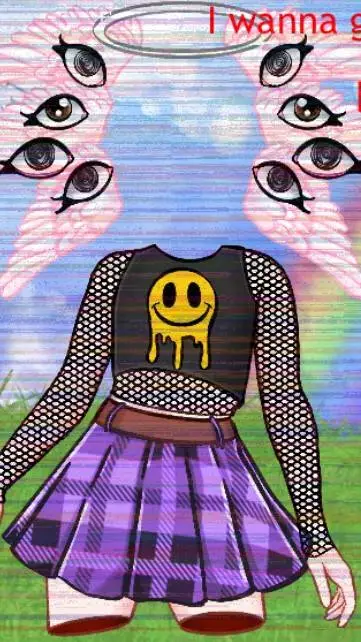 ai character: Crepy happy girl background