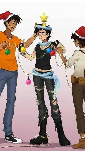 ai character: PJO Christmas background