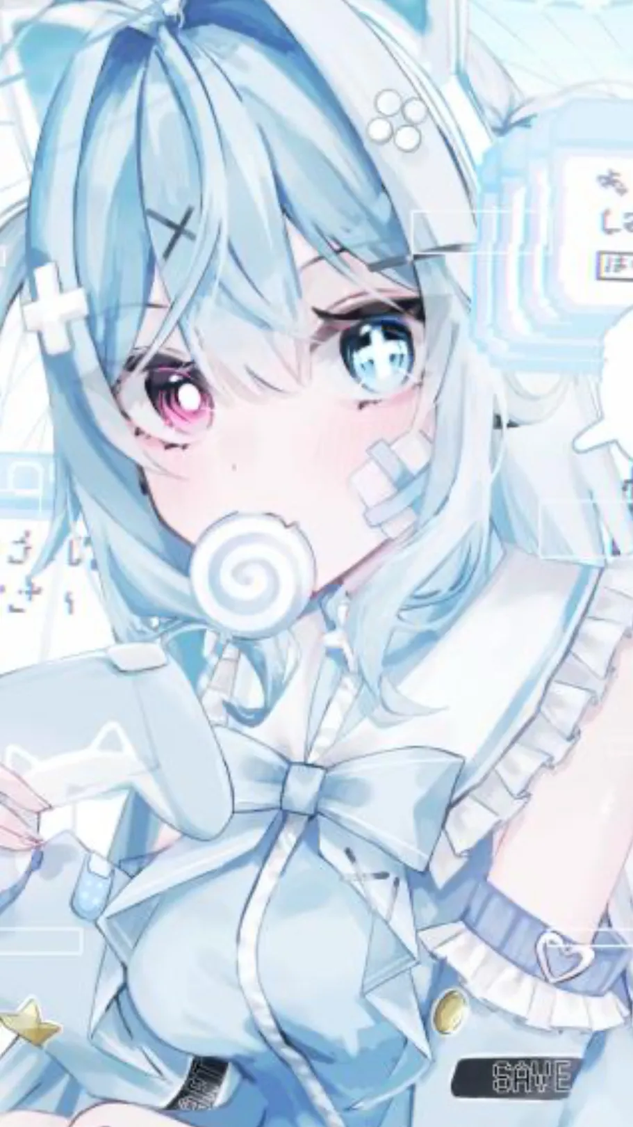 ai character: KINON🎮🦋🩵 background