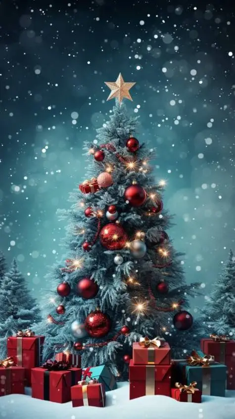 ai character: christmas tree background