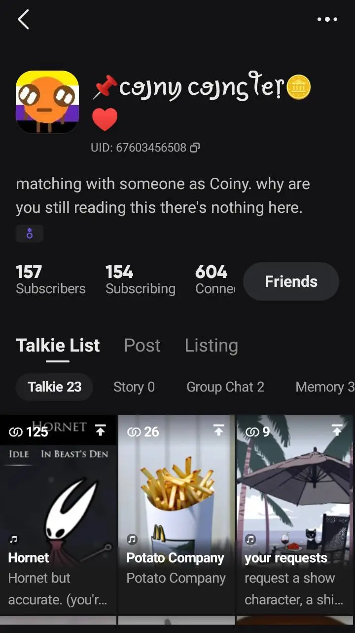 ai character: coiny coinster!!!  background