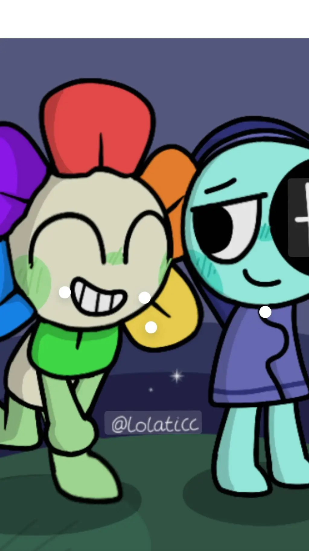 ai character: dandy!!🌈🌸 background