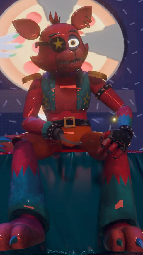 ai character: MHA glamrock foxy  background