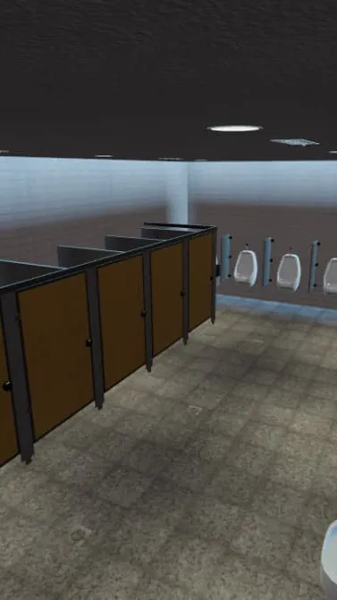 ai character: Roblox bathroom background