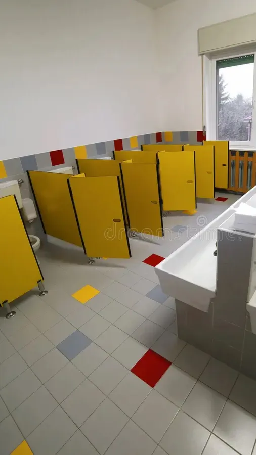 ai character: Kindergarten bathr background