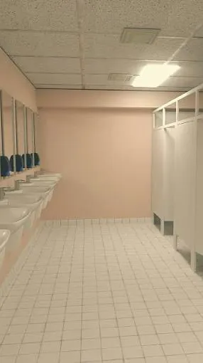 ai character: Skuu bathroom background