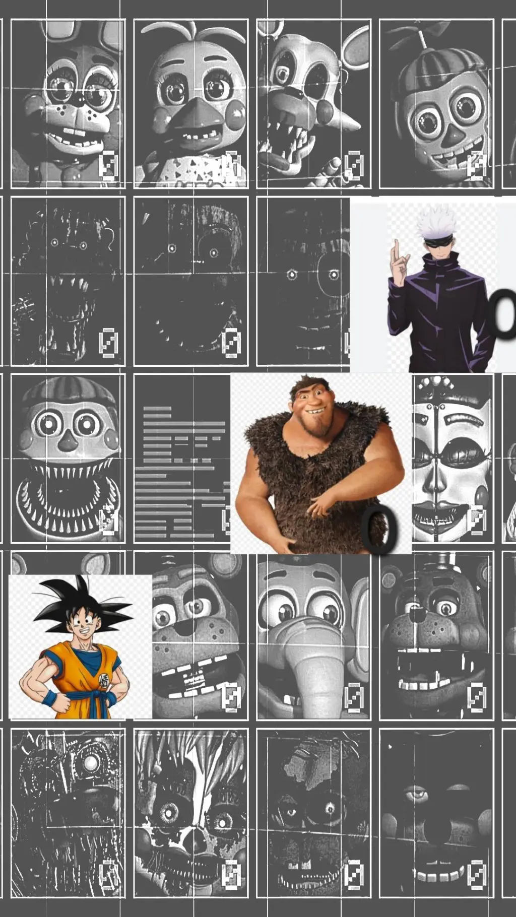 ai character: fnaf vs anime.  background