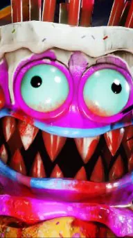 ai character: Cakeys twisted bak background