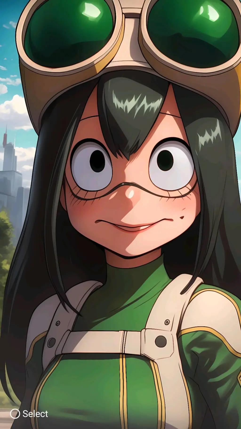 ai character: Tsuyu Asui  background