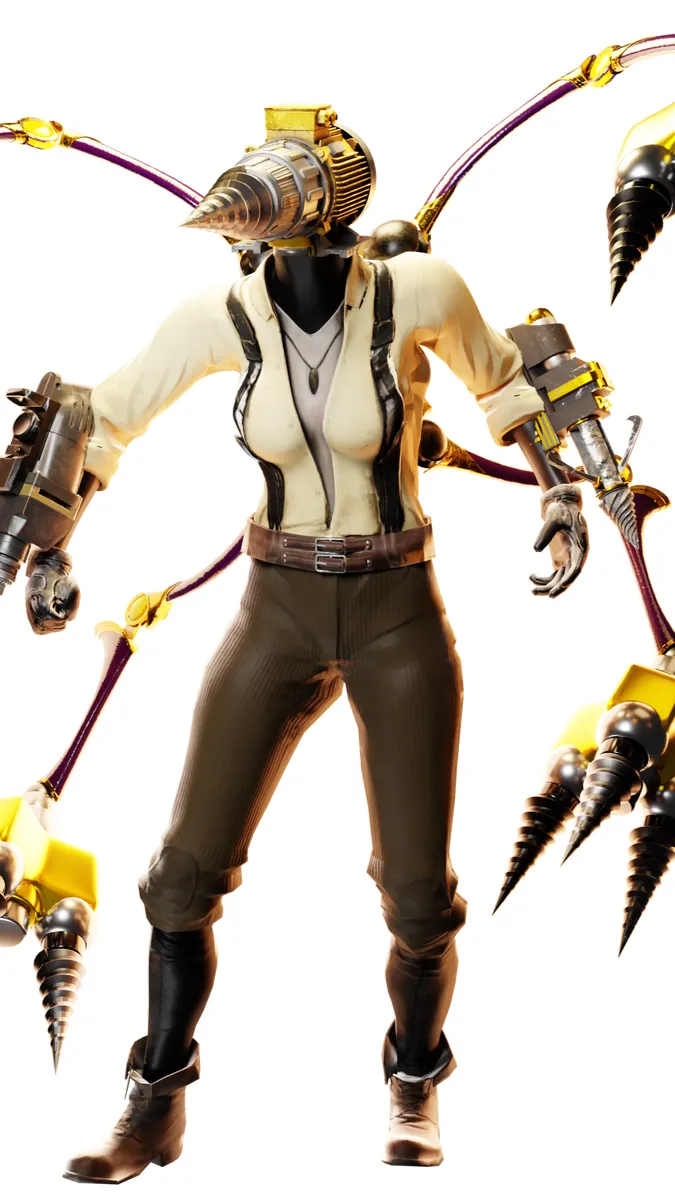 ai character: Drill woman  background
