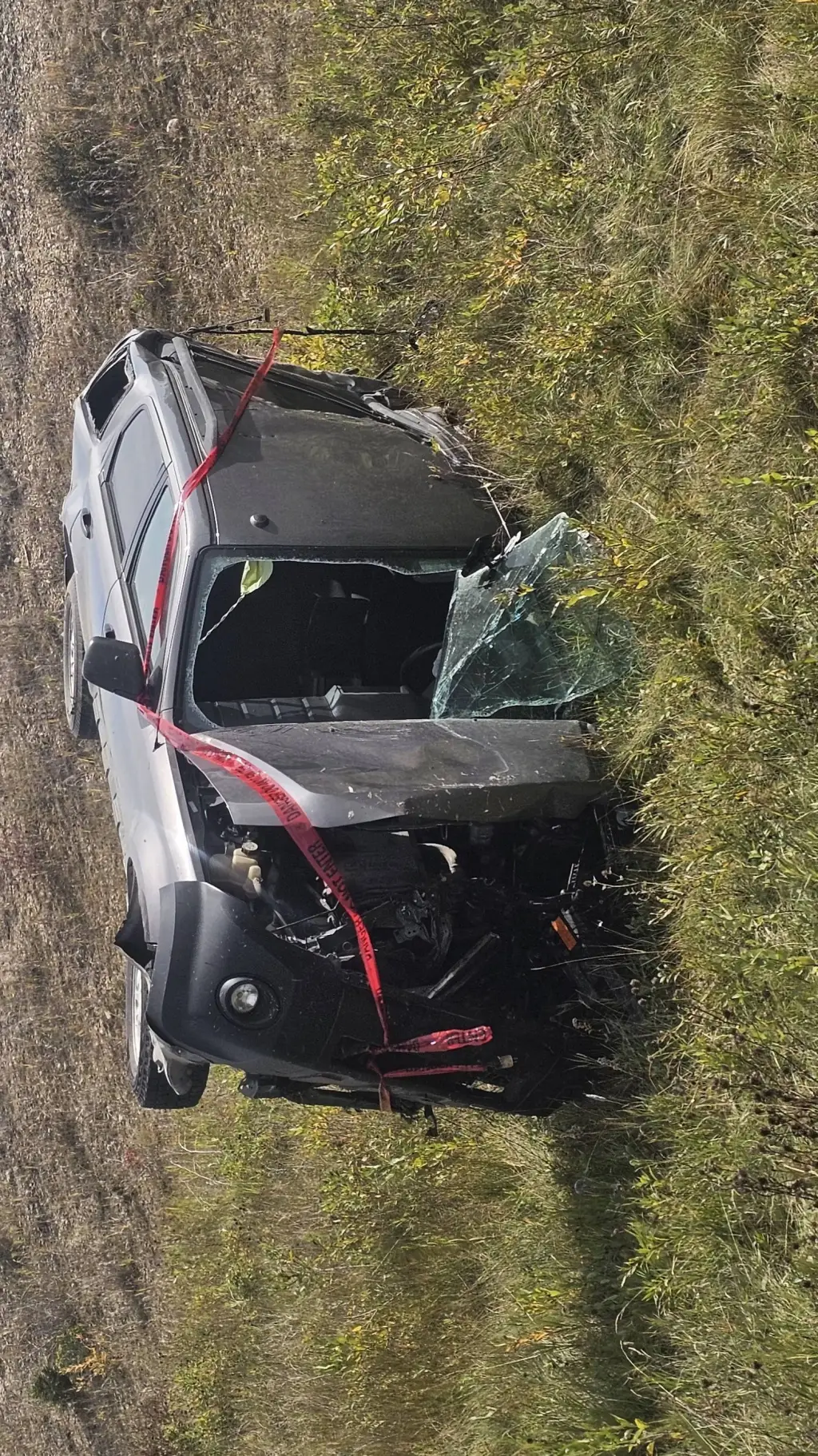 ai character: flipped over car background