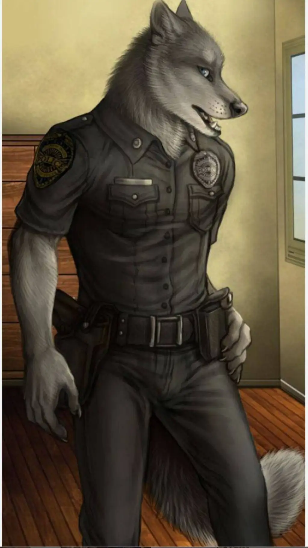 ai character: werewolf officer  background