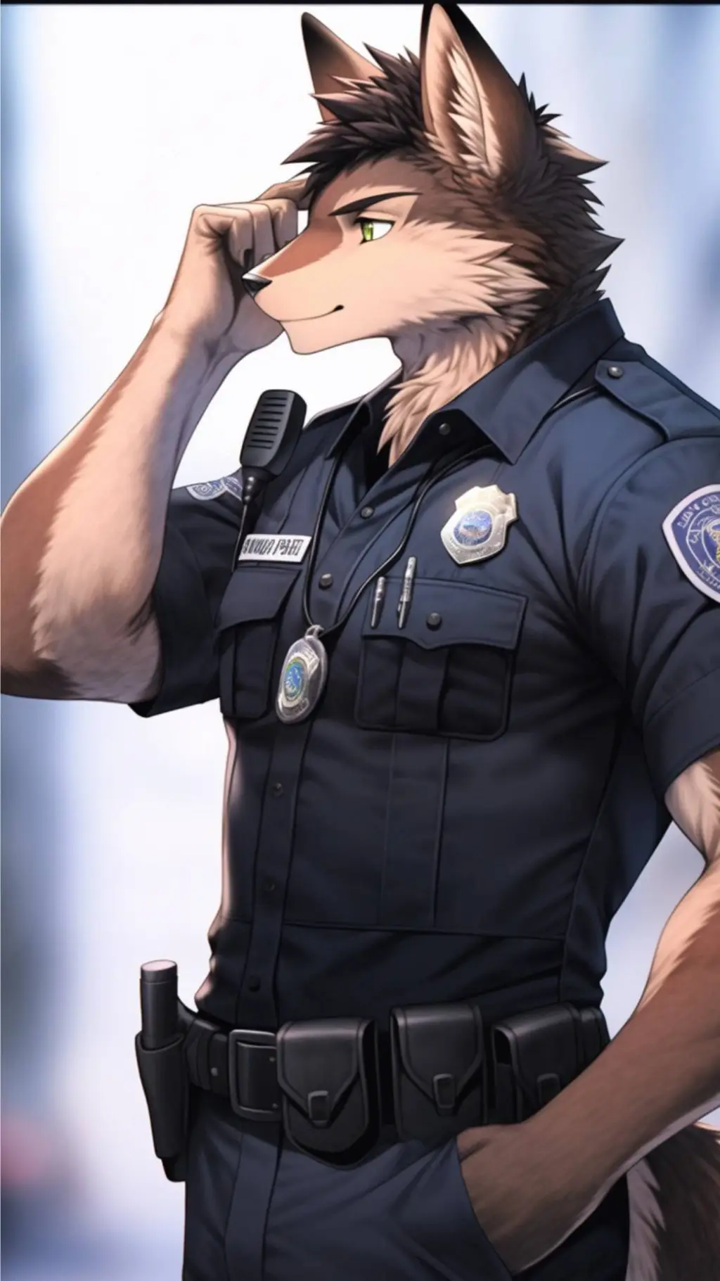 ai character: werewolf officer  background