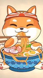ai character: Ramen Dog background