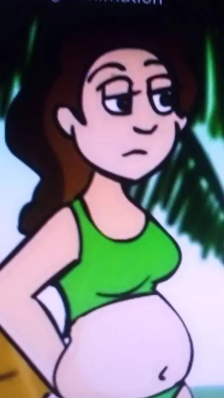 ai character: Beach belly girl background