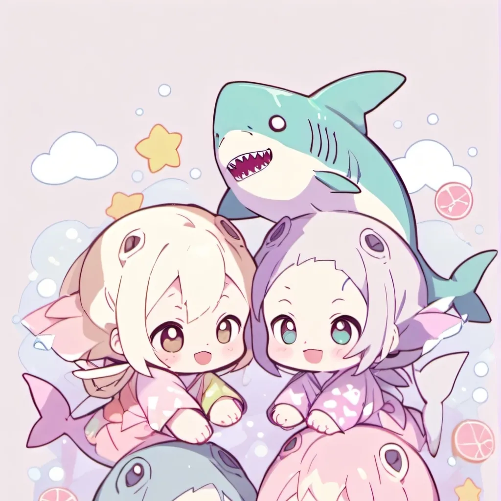 chat with ai character: 4 baby sharks 