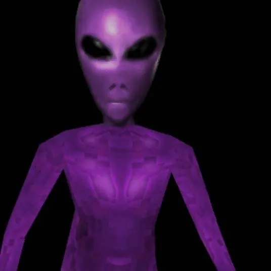 chat with ai character: A purple alien