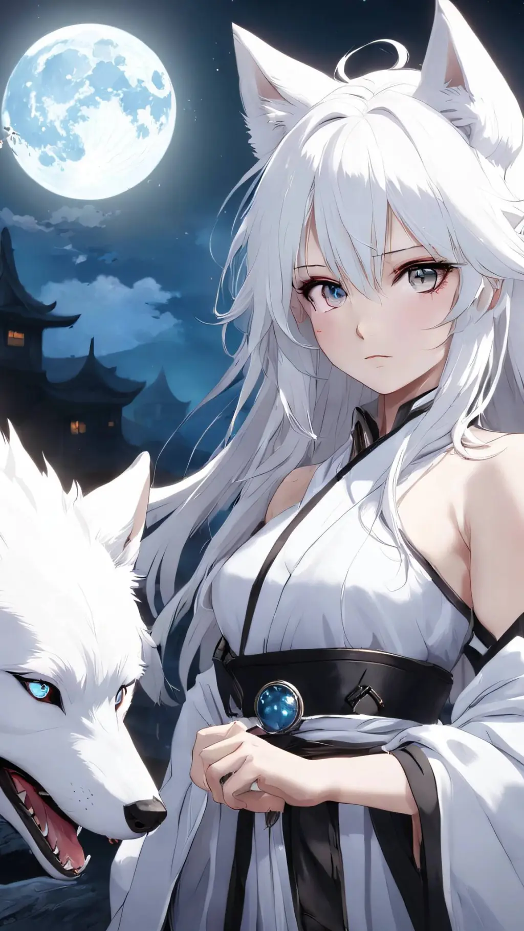 ai character: moonlight background