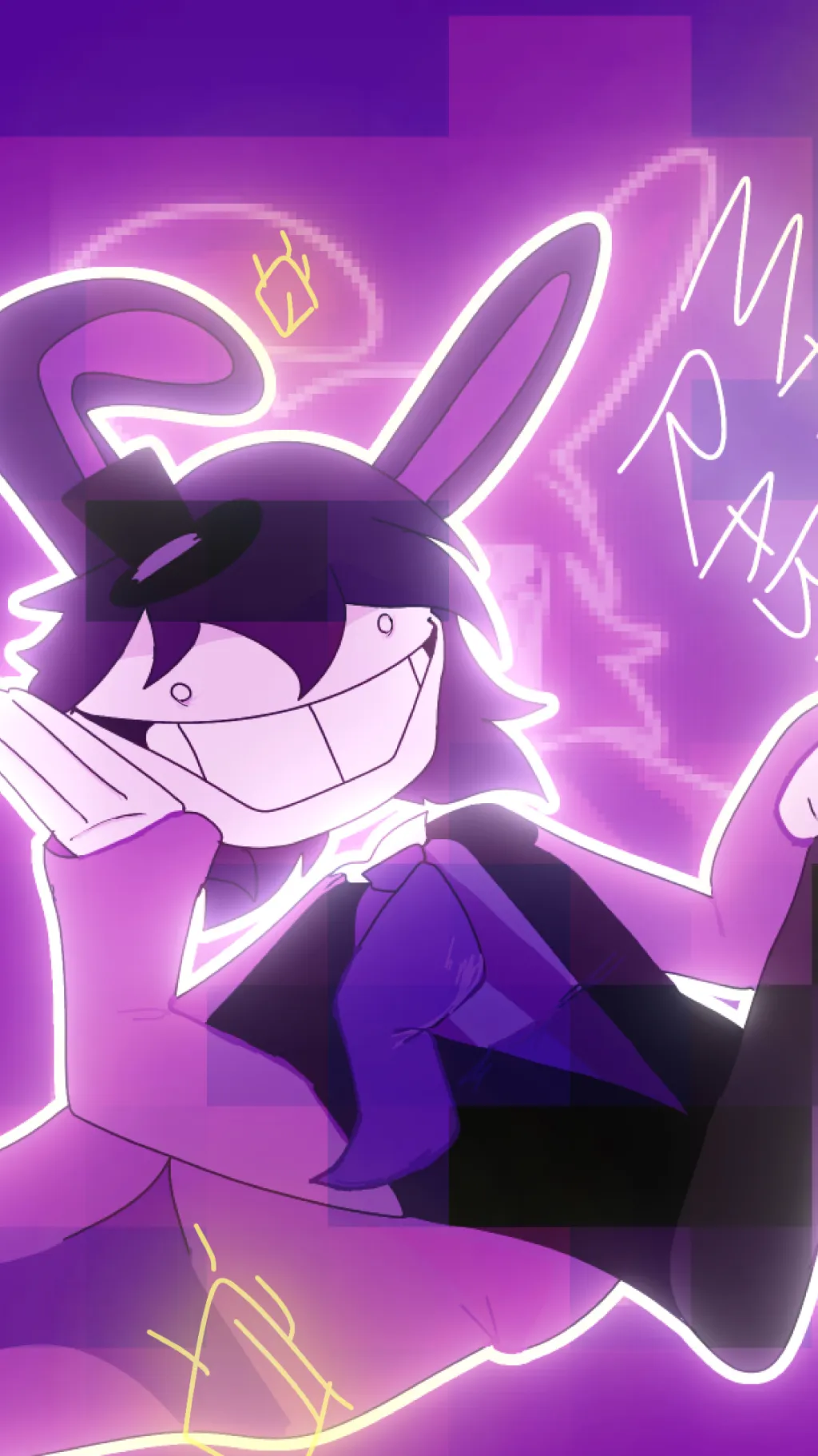 ai character: Masked rabbit💜 background
