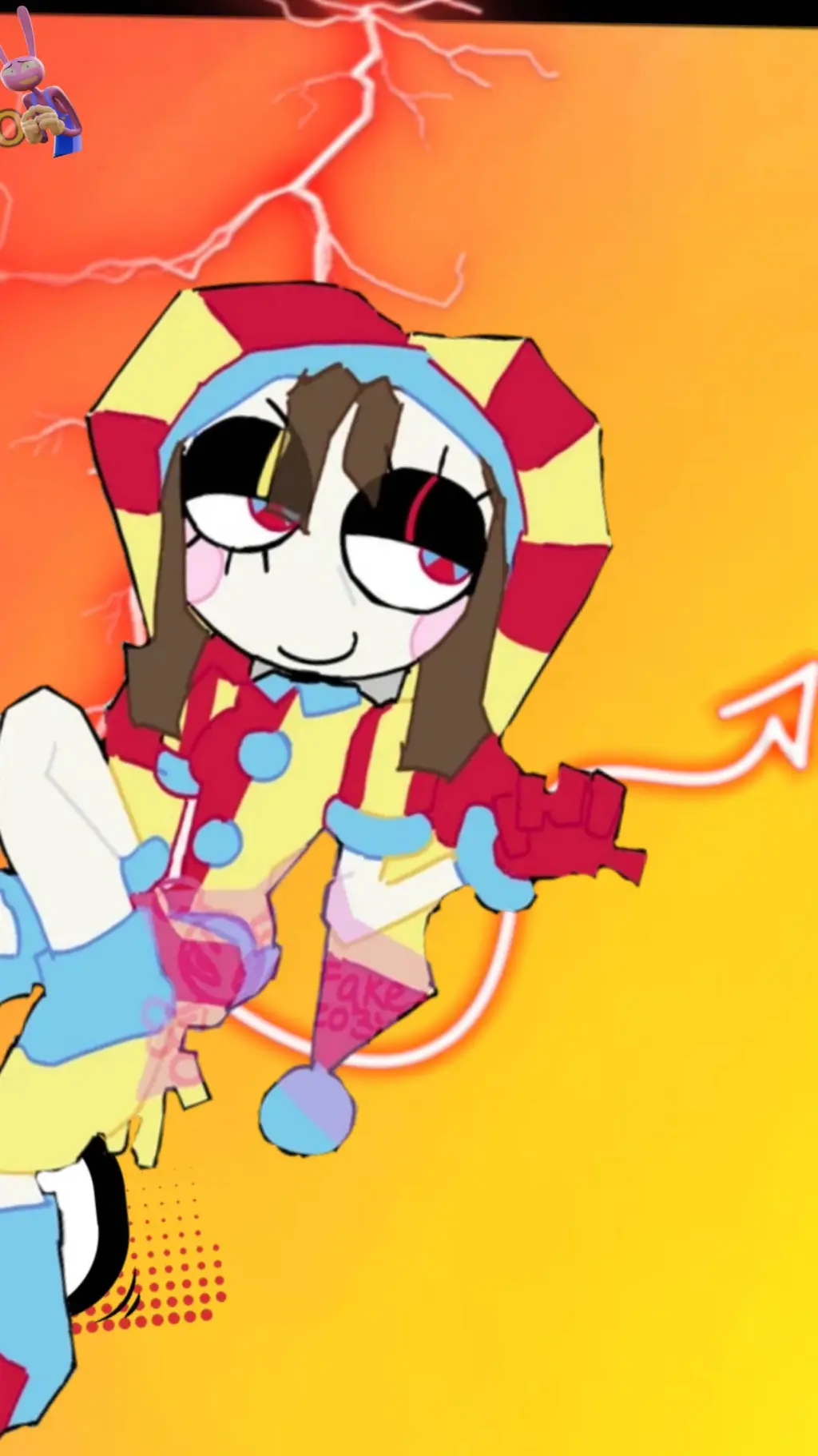 ai character: evil pomni.  background