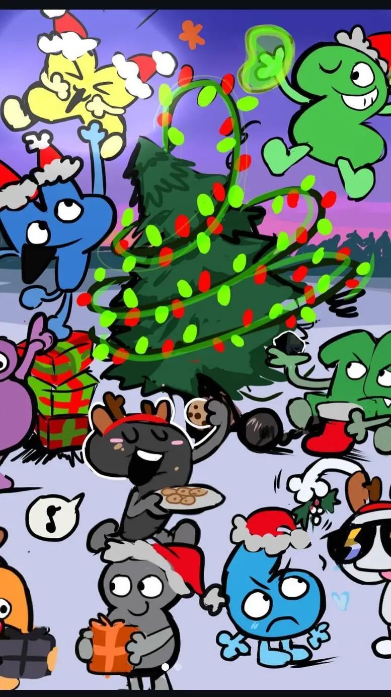 ai character: BFDI Christmas  background